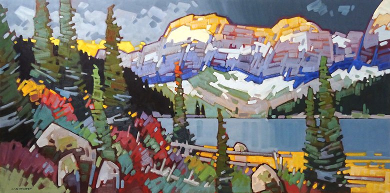 Image of art work “Sundown at Cameron Lake Waterton”