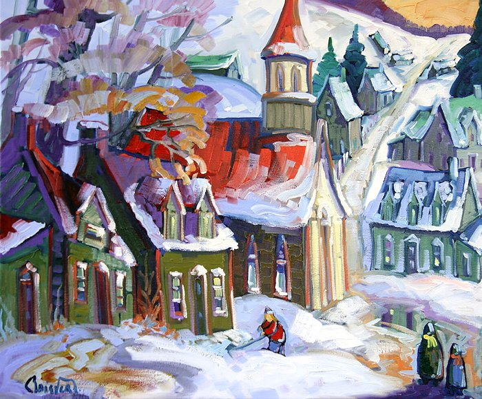 Image of art work “Première neige au village”