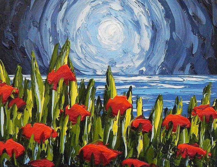 Image of art work “Rockies Inspired, Poppies in the Evening”