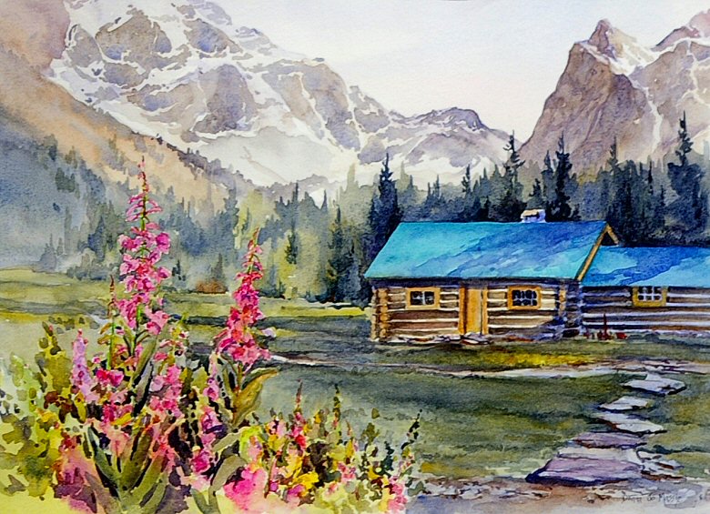 Image of art work “Peace in the Valley - Elizabeth Parker Hut”