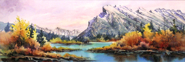 Image of art work “Evening - Mt. Rundle”