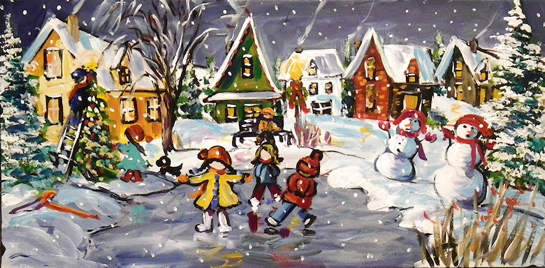 Image of art work “Christmas Holiday Skaters”