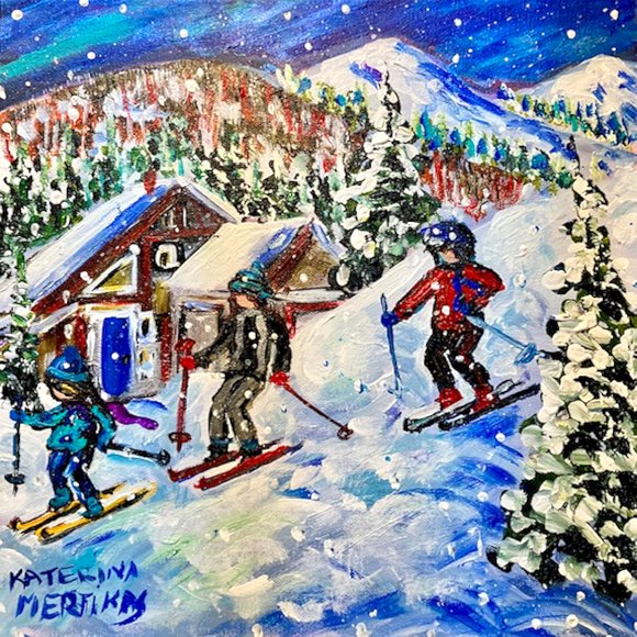 Image of art work “Family Skiing”