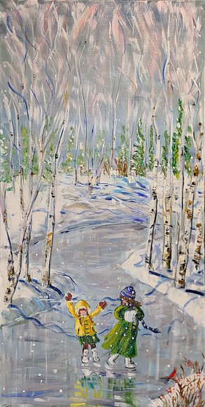 Image of art work “Skaters on Frozen River”