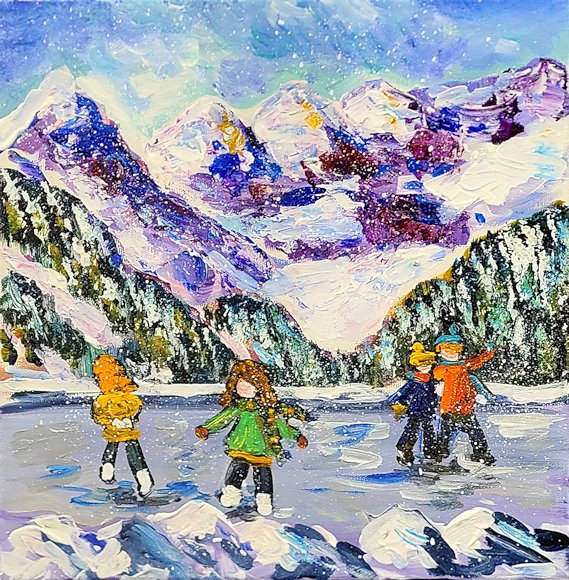 Image of art work “Skating on Lake Louise”