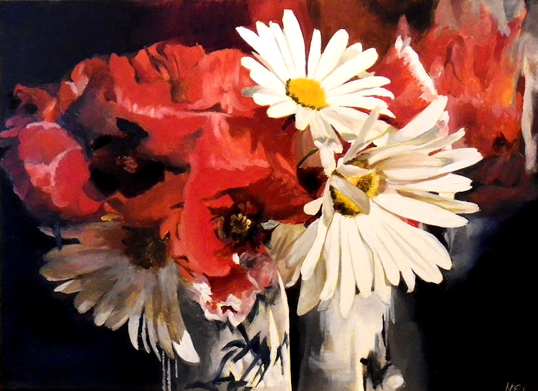 Image of art work “Poppies and Daisies”