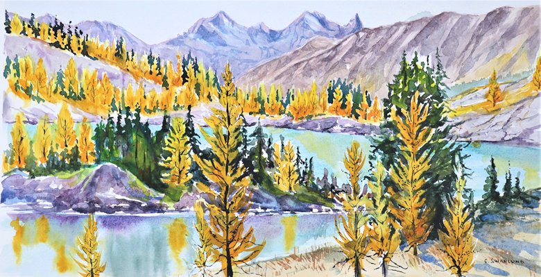 Image of art work “Rock Isle Lake Larches”