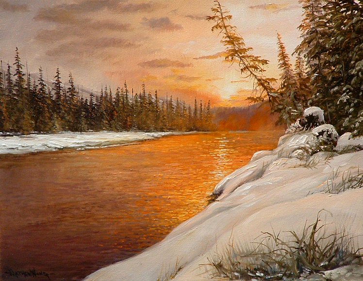 Image of art work “Mist Morning (Bow River)”