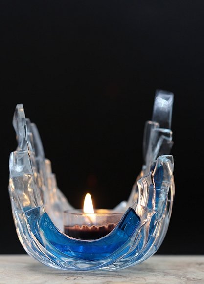 Image of art work “Fire and Ice Candle Keeper - Blue”