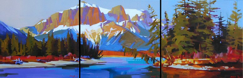Image of art work “The Bow at Canmore - Triptych”
