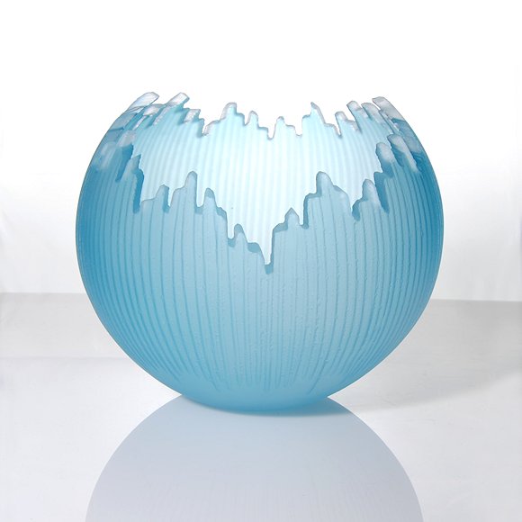Image of art work “Aqua Saw Carved Orb (CD-004)”